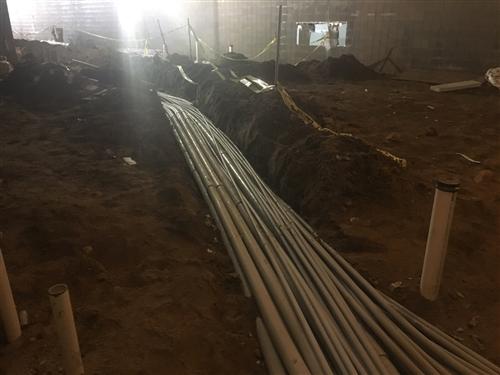 Underground electrical work inside new locker rooms 